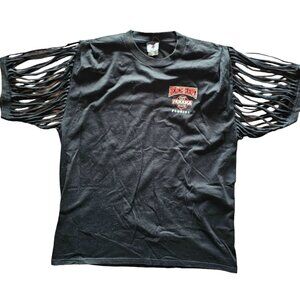 Biker Beach Hawg Panama City Florida Black Razor Cut Sleeve T-Shirt L Upcycled H